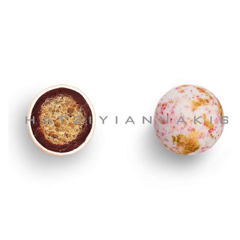 Κουφέτα Crispy Bite Πιτσιλωτό Ροζ με Χρυσό Μεταλλιζέ σε συκευασία 700gr