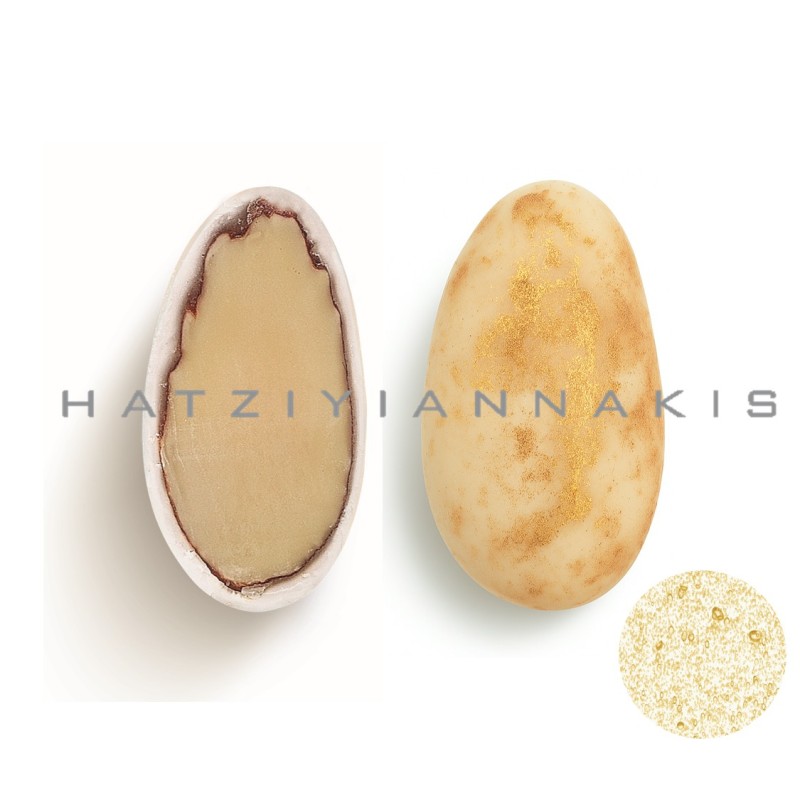 Κουφέτα Αμυγδάλου Supreme Πιτσιλωτό Κρεμ Χρυσό Sparkling σε συσκευασία 800γρ.