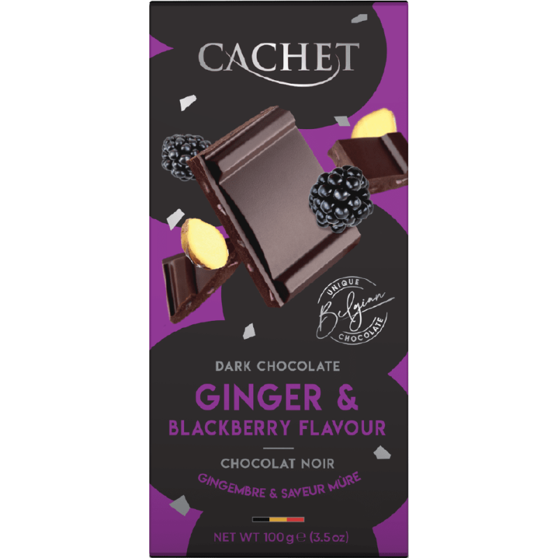 Cachet Σοκολάτα Bitter 57% με Βατόμουρο και Τζίντζερ 100gr Cachet Σοκολάτα Bitter 57% με Βατόμουρο και Τζίντζερ 100gr