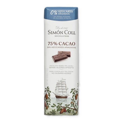 Simon Coll Σοκολάτα Bitter 75% Χωρίς Ζάχαρη 25gr